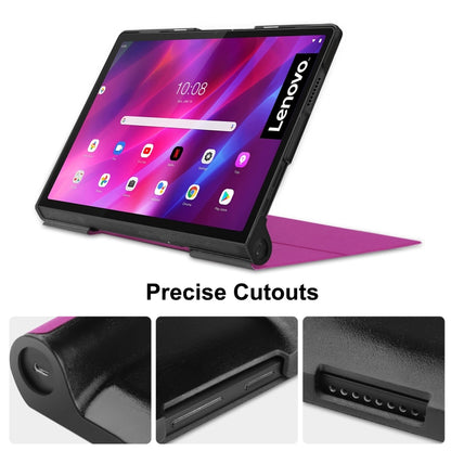 For Lenovo Yoga Tab 11 / YT-J706X Custer Texture Horizontal Flip PU Leather Case with Holder & Sleep / Wake-up Function(Purple) - Lenovo by buy2fix | Online Shopping UK | buy2fix
