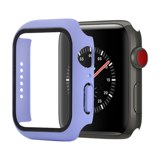 Shockproof PC+Tempered Glass Protective Case with Packed Carton For Apple Watch Series 3 & 2 & 1 38mm(Light Purple) - Watch Cases by buy2fix | Online Shopping UK | buy2fix