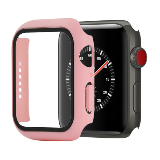 Shockproof PC+Tempered Glass Protective Case with Packed Carton For Apple Watch Series 3 & 2 & 1 38mm(Red Pink) - Watch Cases by buy2fix | Online Shopping UK | buy2fix