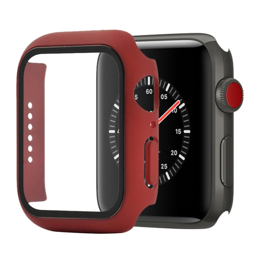 Shockproof PC+Tempered Glass Protective Case with Packed Carton For Apple Watch Series 3 & 2 & 1 38mm(Red Wine) - Watch Cases by buy2fix | Online Shopping UK | buy2fix