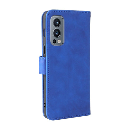 For OnePlus Nord 2 5G Solid Color Skin Feel Magnetic Buckle Horizontal Flip Calf Texture PU Leather Case with Holder & Card Slots & Wallet(Blue) - OnePlus Cases by buy2fix | Online Shopping UK | buy2fix