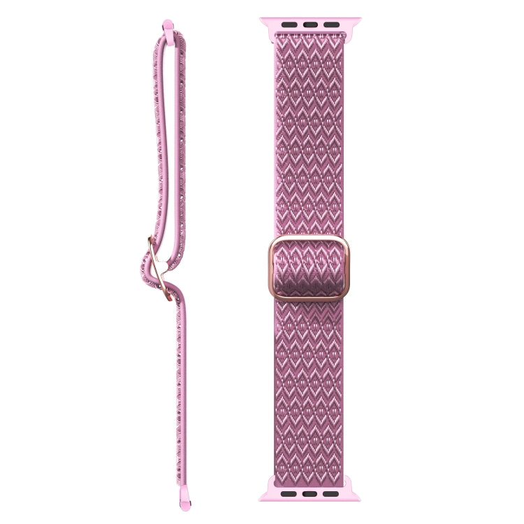 Adjustable Rhombic Texture Elastic Watch Band For Apple Watch Series 9&8&7 41mm / SE 3&SE 2&6&SE&5&4 40mm / 3&2&1 38mm(Purple) - Watch Bands by buy2fix | Online Shopping UK | buy2fix