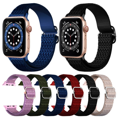 Adjustable Rhombic Texture Elastic Watch Band For Apple Watch Ultra 49mm&Watch Ultra 2 49mm / Series 9&8&7 45mm / SE 3&SE 2&6&SE&5&4 44mm / 3&2&1 42mm(Green) - Watch Bands by buy2fix | Online Shopping UK | buy2fix