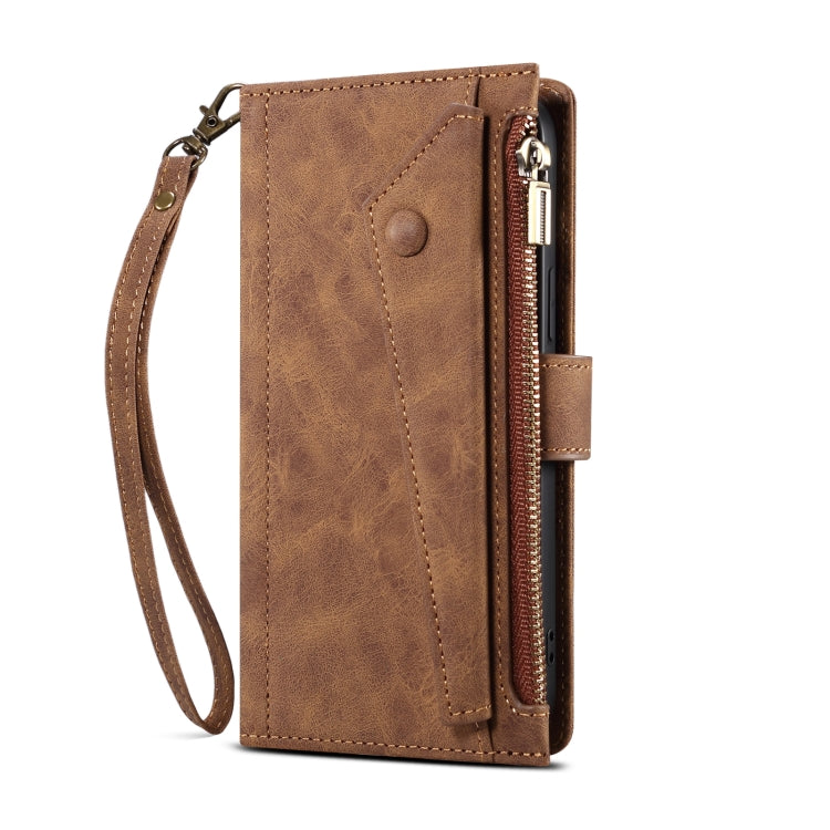 Retro Frosted Horizontal Flip Leather Case with Holder & Card Slot & Wallet & Zipper Pocket & Lanyard For iPhone 11 Pro Max(Brown) - iPhone 11 Pro Max Cases by buy2fix | Online Shopping UK | buy2fix