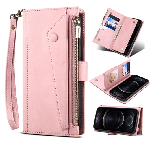 For Samsung Galaxy S21 5G Retro Frosted Horizontal Flip Leather Case with Holder & Card Slot & Wallet & Zipper Pocket & Lanyard(Rose Gold) - Galaxy S21 5G Cases by buy2fix | Online Shopping UK | buy2fix