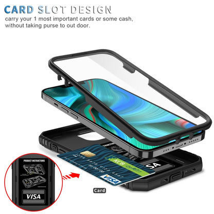 For iPhone 13 Pro Sliding Camera Cover Design TPU + PC Protective Case with 360 Degree Rotating Holder & Card Slot (Black+Black) - iPhone 13 Pro Cases by buy2fix | Online Shopping UK | buy2fix