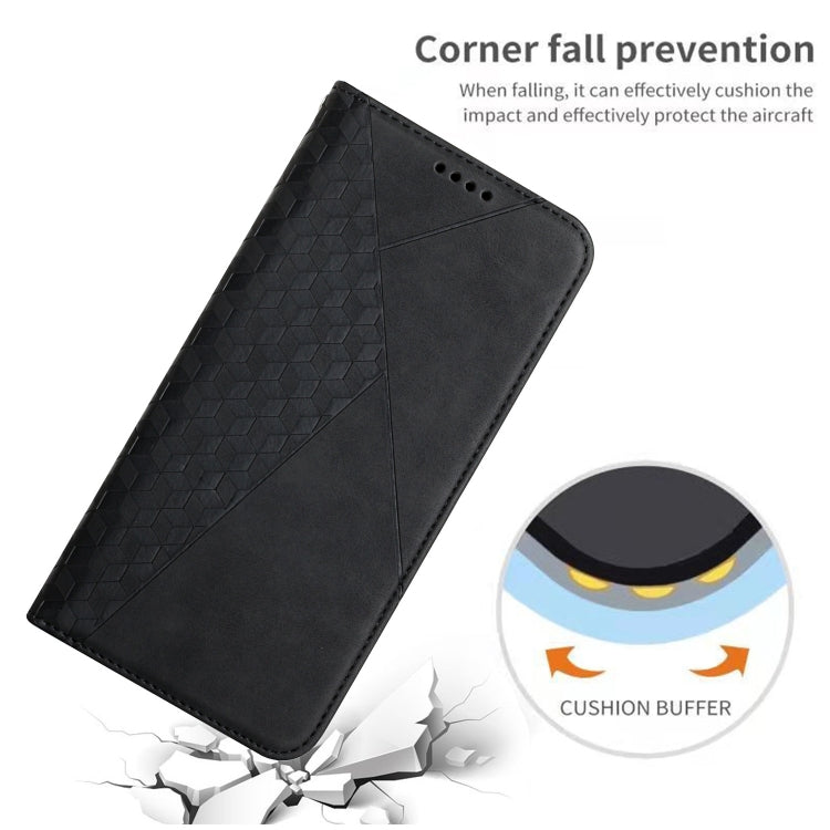 For iPhone 12 Pro Max Diamond Pattern Splicing Skin Feel Magnetic Horizontal Flip Leather Case with Card Slots & Holder & Wallet(Black) - iPhone 12 Pro Max Cases by buy2fix | Online Shopping UK | buy2fix