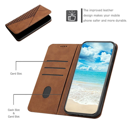 For iPhone 11 Pro Diamond Pattern Splicing Skin Feel Magnetic Horizontal Flip Leather Case with Card Slots & Holder & Wallet (Brown) - iPhone 11 Pro Cases by buy2fix | Online Shopping UK | buy2fix