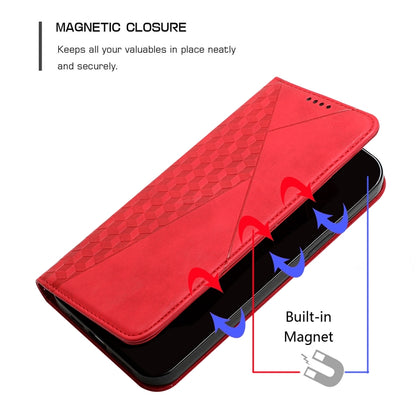 For iPhone XR Diamond Pattern Splicing Skin Feel Magnetic Horizontal Flip Leather Case with Card Slots & Holder & Wallet(Red) - More iPhone Cases by buy2fix | Online Shopping UK | buy2fix