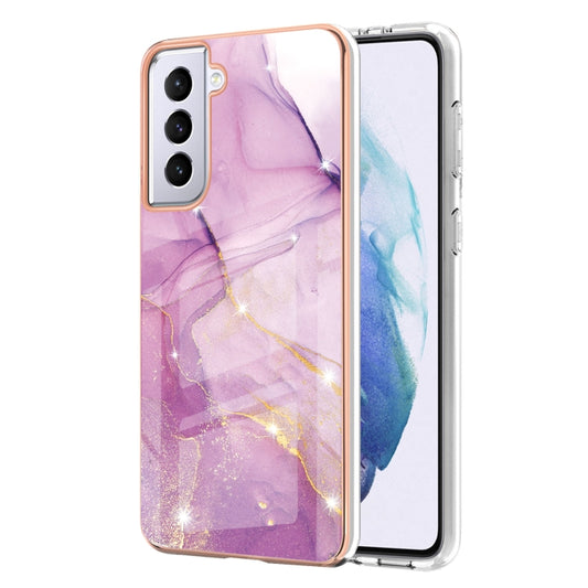 For Samsung Galaxy S21 5G Electroplating Marble Pattern Dual-side IMD TPU Shockproof Case(Purple 001) - Galaxy S21 5G Cases by buy2fix | Online Shopping UK | buy2fix