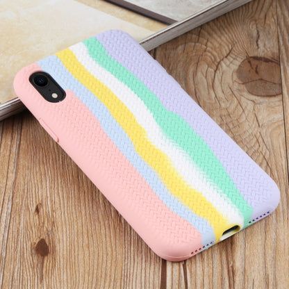 For iPhone XR Herringbone Texture Silicone Protective Case(Rainbow Pink) - More iPhone Cases by buy2fix | Online Shopping UK | buy2fix