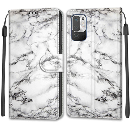 Voltage Coloured Drawing Magnetic Clasp Horizontal Flip PU Leather Case with Holder & Card Slots For Xiaomi Redmi Note 10 5G(C01 White Marble) - Xiaomi Cases by buy2fix | Online Shopping UK | buy2fix