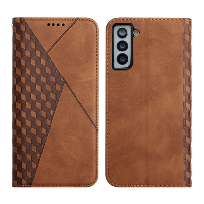 For Samsung Galaxy S21 5G Diamond Pattern Splicing Skin Feel Magnetic Horizontal Flip Leather Case with Card Slots & Holder & Wallet(Brown) - Galaxy S21 5G Cases by buy2fix | Online Shopping UK | buy2fix