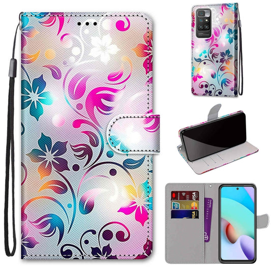 For Xiaomi Redmi 10 Coloured Drawing Cross Texture Horizontal Flip PU Leather Case with Holder & Card Slots & Wallet & Lanyard(Gradient Colorful Flower) - Xiaomi Cases by buy2fix | Online Shopping UK | buy2fix