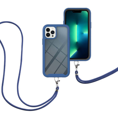 For iPhone 13 Pro Starry Sky Solid Color Series Shockproof PC + TPU Protective Case with Neck Strap (Blue) - iPhone 13 Pro Cases by buy2fix | Online Shopping UK | buy2fix