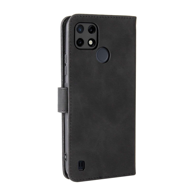 For OPPO Realme C21Y Solid Color Skin Feel Magnetic Buckle Horizontal Flip Calf Texture PU Leather Case with Holder & Card Slots & Wallet(Black) - Realme Cases by buy2fix | Online Shopping UK | buy2fix