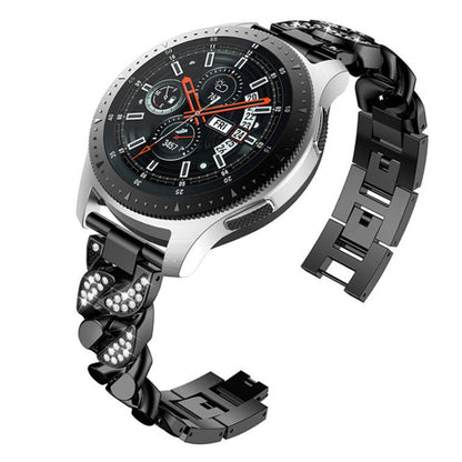 For Garmin Vivoactive 4 / Venu 2 22mm Row Diamonds Denim Chain Watch Band(Black) - Watch Bands by buy2fix | Online Shopping UK | buy2fix