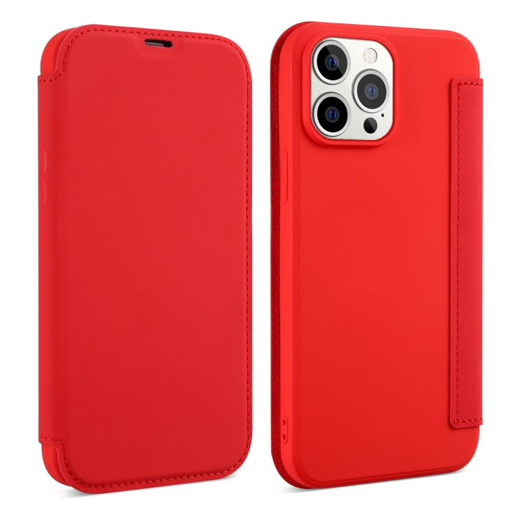 For iPhone 13 Pro Skin Feel Horizontal Flip PU Leather Case with Holder & Card Slot (Red) - iPhone 13 Pro Cases by buy2fix | Online Shopping UK | buy2fix