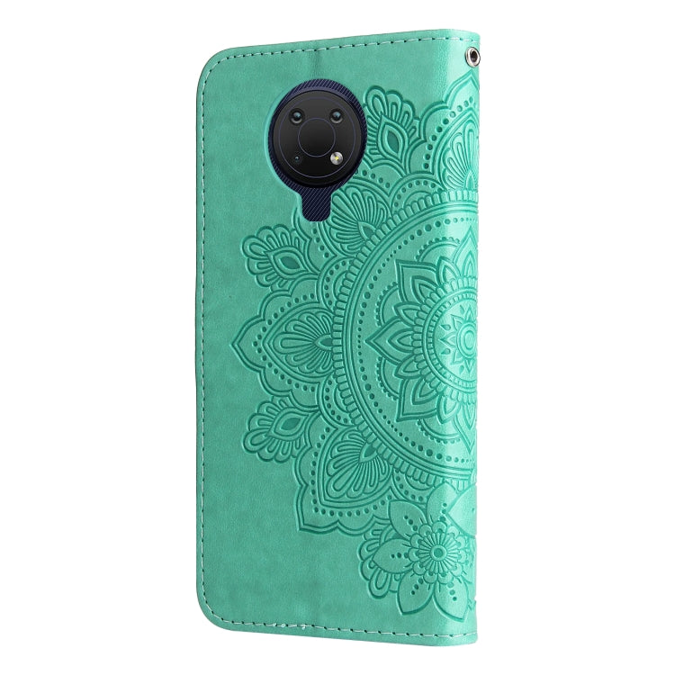 For Nokia G10 / G20 / 6.3 7-petal Flowers Embossing Pattern Horizontal Flip PU Leather Case with Holder & Card Slots & Wallet & Photo Frame(Green) - Nokia Cases by buy2fix | Online Shopping UK | buy2fix