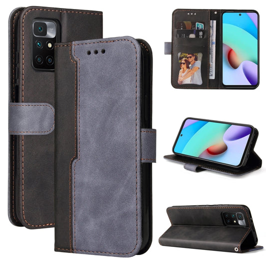 For Xiaomi Redmi 10 Business Stitching-Color Horizontal Flip PU Leather Case with Holder & Card Slots & Photo Frame(Gray) - Xiaomi Cases by buy2fix | Online Shopping UK | buy2fix