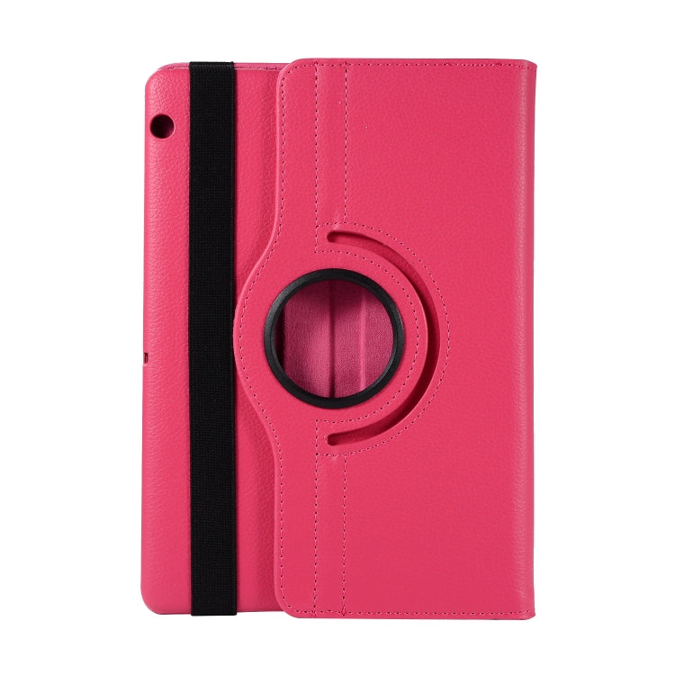 For Huawei MediaPad T3 10 Litchi Texture Horizontal Flip 360 Degrees Rotation Leather Case with Holder(Rose Red) - Huawei by buy2fix | Online Shopping UK | buy2fix
