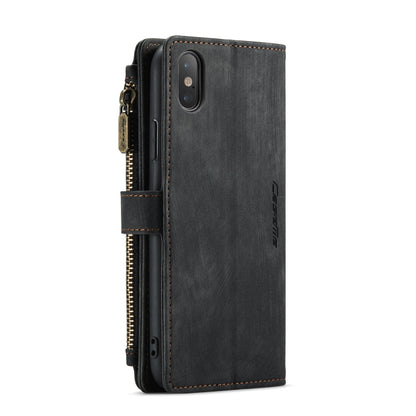 For iPhone X / XS CaseMe-C30 PU + TPU Multifunctional Horizontal Flip Leather Case with Holder & Card Slot & Wallet & Zipper Pocket(Black) - More iPhone Cases by CaseMe | Online Shopping UK | buy2fix