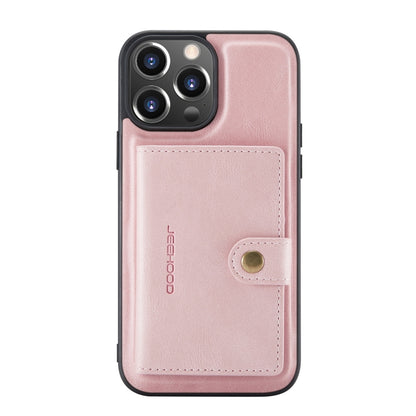 For iPhone 13 JEEHOOD Retro Magnetic Detachable Protective Case with Wallet & Card Slot & Holder(Pink) - iPhone 13 Cases by JEEHOOD | Online Shopping UK | buy2fix