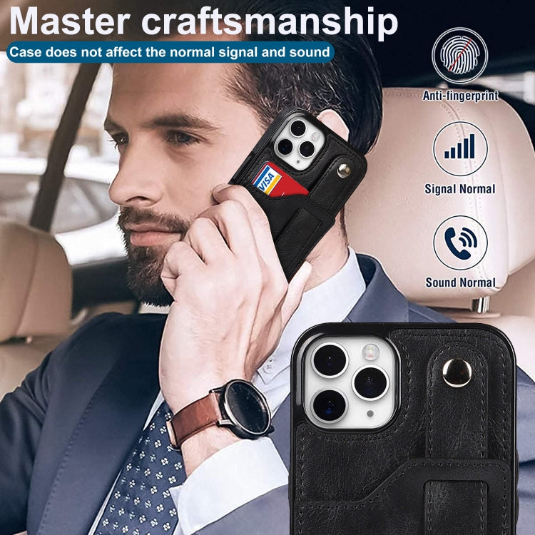 For iPhone 11 Pro Max Crazy Horse Texture Shockproof TPU + PU Leather Case with Card Slot & Wrist Strap Holder (Black) - iPhone 11 Pro Max Cases by buy2fix | Online Shopping UK | buy2fix