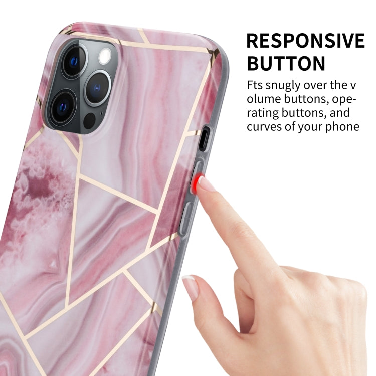 For iPhone 13 Splicing Marble Pattern TPU Protective Case(Light Pink Grey) - iPhone 13 Cases by buy2fix | Online Shopping UK | buy2fix