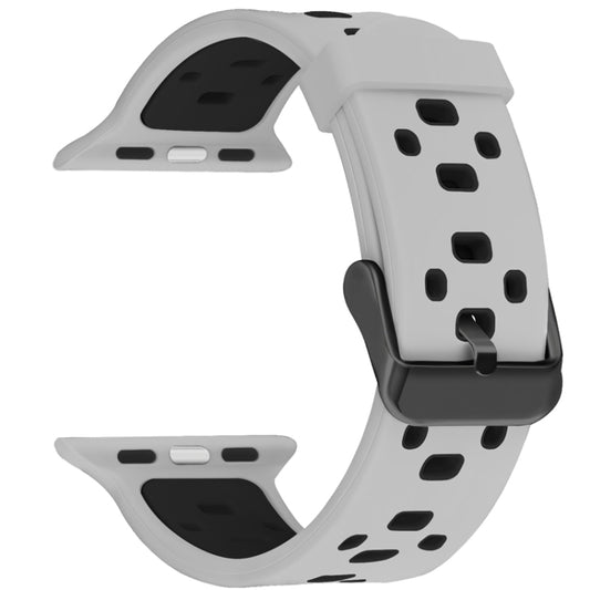 Square Hole Two-color Silicone Buckle Strap Watch Band For Apple Watch Series 9&8&7 41mm / SE 3&SE 2&6&SE&5&4 40mm / 3&2&1 38mm(White + Black) - Watch Bands by buy2fix | Online Shopping UK | buy2fix