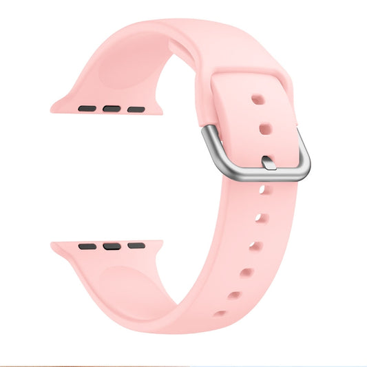 Single-color Silicone Buckle Strap Watch Band For Apple Watch Series 9&8&7 41mm / SE 3&SE 2&6&SE&5&4 40mm / 3&2&1 38mm(Vintage Rose) - Watch Bands by buy2fix | Online Shopping UK | buy2fix