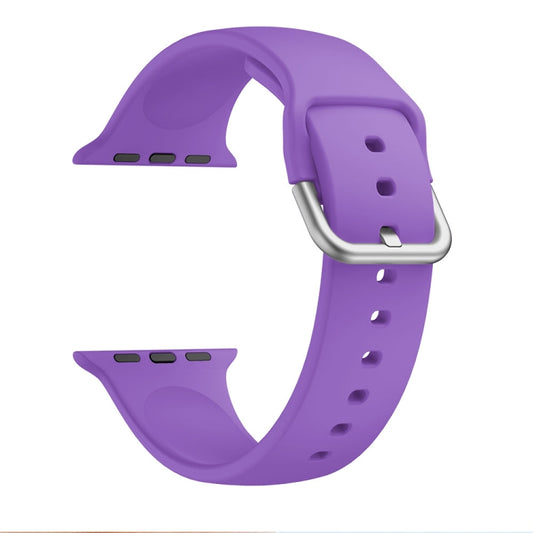 Single-color Silicone Buckle Strap Watch Band For Apple Watch Series 9&8&7 41mm / SE 3&SE 2&6&SE&5&4 40mm / 3&2&1 38mm(Dark Purple) - Watch Bands by buy2fix | Online Shopping UK | buy2fix