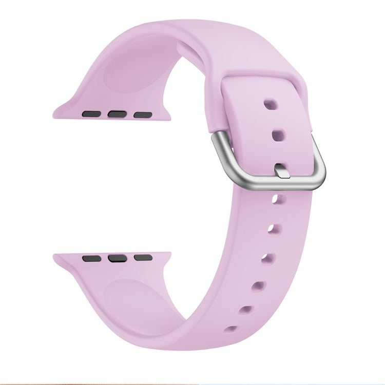 Single-color Silicone Buckle Strap Watch Band For Apple Watch Series 9&8&7 41mm / SE 3&SE 2&6&SE&5&4 40mm / 3&2&1 38mm(Lavender) - Watch Bands by buy2fix | Online Shopping UK | buy2fix