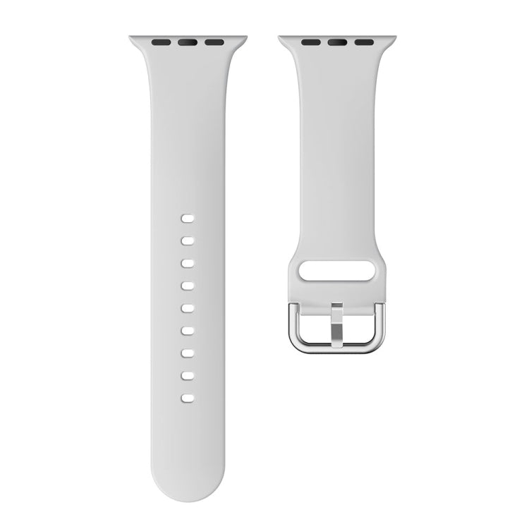 Single-color Silicone Buckle Strap Watch Band For Apple Watch Ultra 49mm&Watch Ultra 2 49mm / Series 9&8&7 45mm / SE 3&SE 2&6&SE&5&4 44mm / 3&2&1 42mm(Light Grey) - Watch Bands by buy2fix | Online Shopping UK | buy2fix