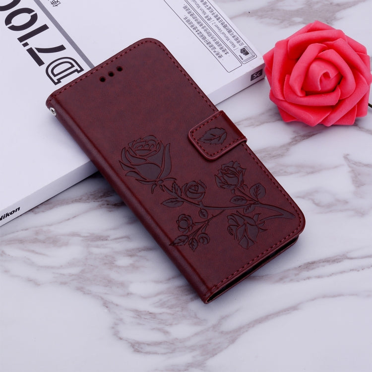 For iPhone 13 Pro Rose Embossed Horizontal Flip PU Leather Case with Holder & Card Slots & Wallet (Brown) - iPhone 13 Pro Cases by buy2fix | Online Shopping UK | buy2fix