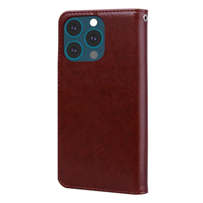 For iPhone 13 Pro Max Rose Embossed Horizontal Flip PU Leather Case with Holder & Card Slots & Wallet (Brown) - iPhone 13 Pro Max Cases by buy2fix | Online Shopping UK | buy2fix