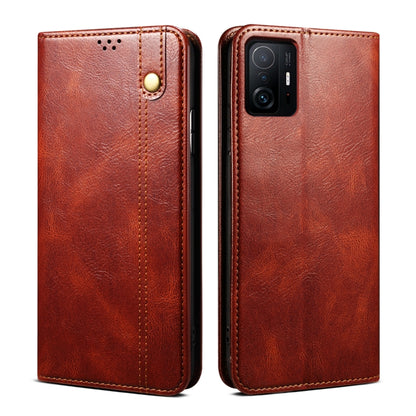 For Xiaomi 11T Pro Simple Wax Crazy Horse Texture Horizontal Flip Leather Case with Card Slots & Holder & Wallet(Brown) - Xiaomi Cases by buy2fix | Online Shopping UK | buy2fix