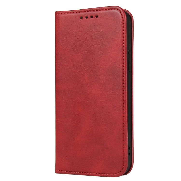 For iPhone 12 / 12 Pro Calf Texture Magnetic Horizontal Flip Leather Case with Holder & Card Slots & Wallet(Red) - iPhone 12 / 12 Pro Cases by buy2fix | Online Shopping UK | buy2fix