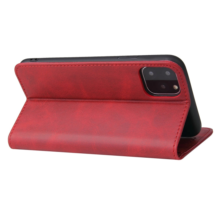 For iPhone 11 Calf Texture Magnetic Horizontal Flip Leather Case with Holder & Card Slots & Wallet (Red) - iPhone 11 Cases by buy2fix | Online Shopping UK | buy2fix