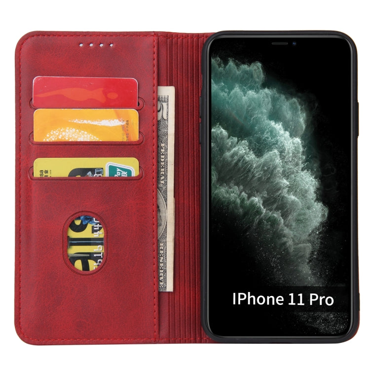 For iPhone 11 Calf Texture Magnetic Horizontal Flip Leather Case with Holder & Card Slots & Wallet (Red) - iPhone 11 Cases by buy2fix | Online Shopping UK | buy2fix