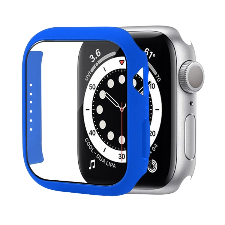 Shockproof PC Protective Case with Tempered Glass Film For Apple Watch Series 8 / 7 41mm(Dark Blue) - Watch Cases by buy2fix | Online Shopping UK | buy2fix