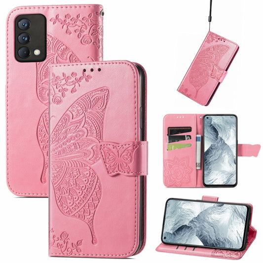 For OPPO Realme GT Master Butterfly Love Flower Embossed Horizontal Flip Leather Case with Holder & Card Slots & Wallet & Lanyard(Pink) - Realme Cases by buy2fix | Online Shopping UK | buy2fix