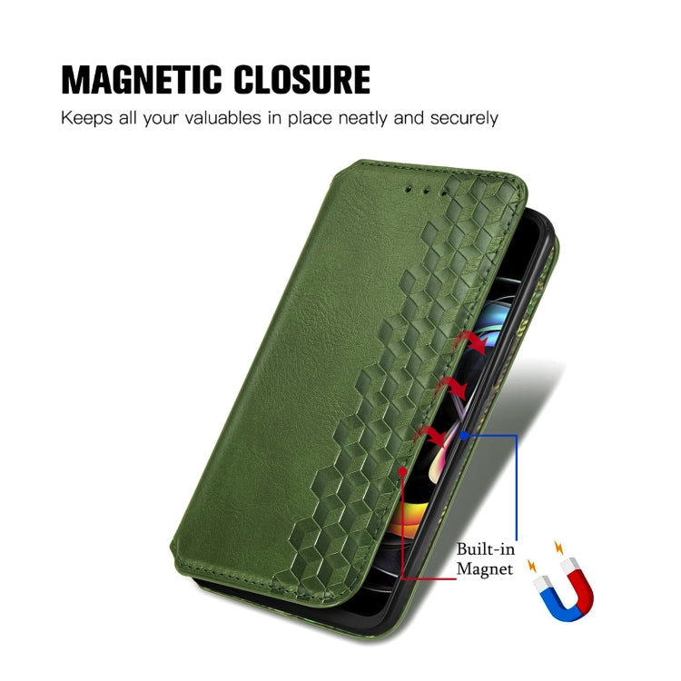 For Motorola Edge 20 Lite Cubic Grid Pressed Horizontal Flip Magnetic PU Leather Case with Holder & Card Slots & Wallet(Green) - Motorola Cases by buy2fix | Online Shopping UK | buy2fix