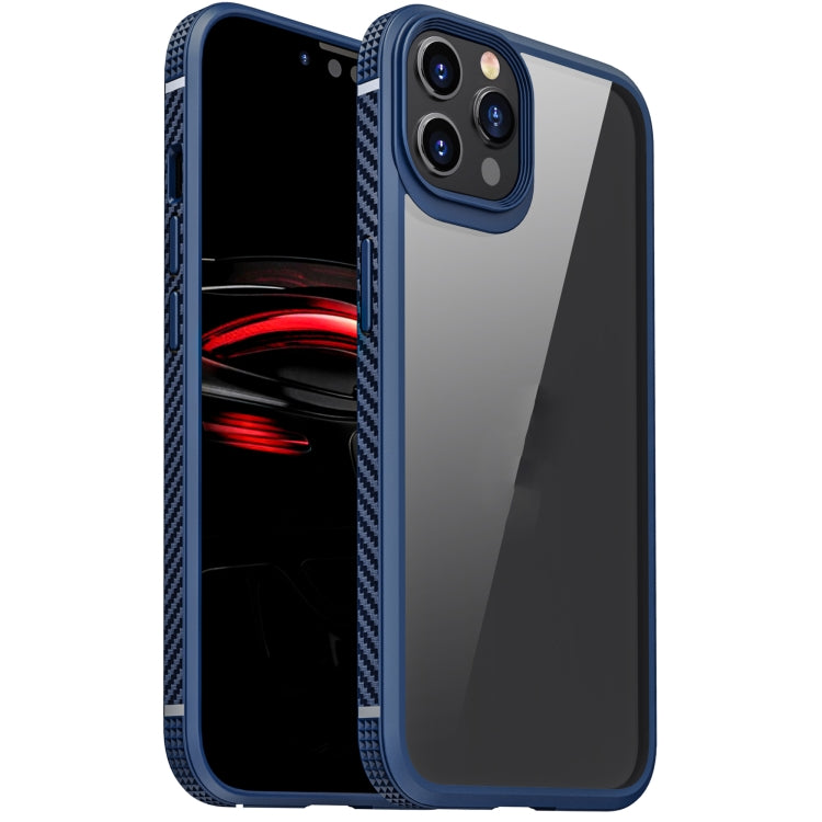 For iPhone 11 Pro Max MG Series Carbon Fiber TPU + Clear PC Four-corner Airbag Shockproof Case (Blue) - iPhone 11 Pro Max Cases by buy2fix | Online Shopping UK | buy2fix