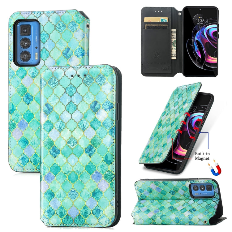 For Motorola Edge 20 Pro Colorful Magnetic Horizontal Flip PU Leather Case with Holder & Card Slot & Wallet(Emerald) - Motorola Cases by buy2fix | Online Shopping UK | buy2fix
