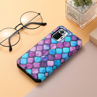 For Xiaomi Redmi Note 10 Pro Colorful Magnetic Horizontal Flip PU Leather Case with Holder & Card Slot & Wallet(Purple Scales) - Xiaomi Cases by buy2fix | Online Shopping UK | buy2fix