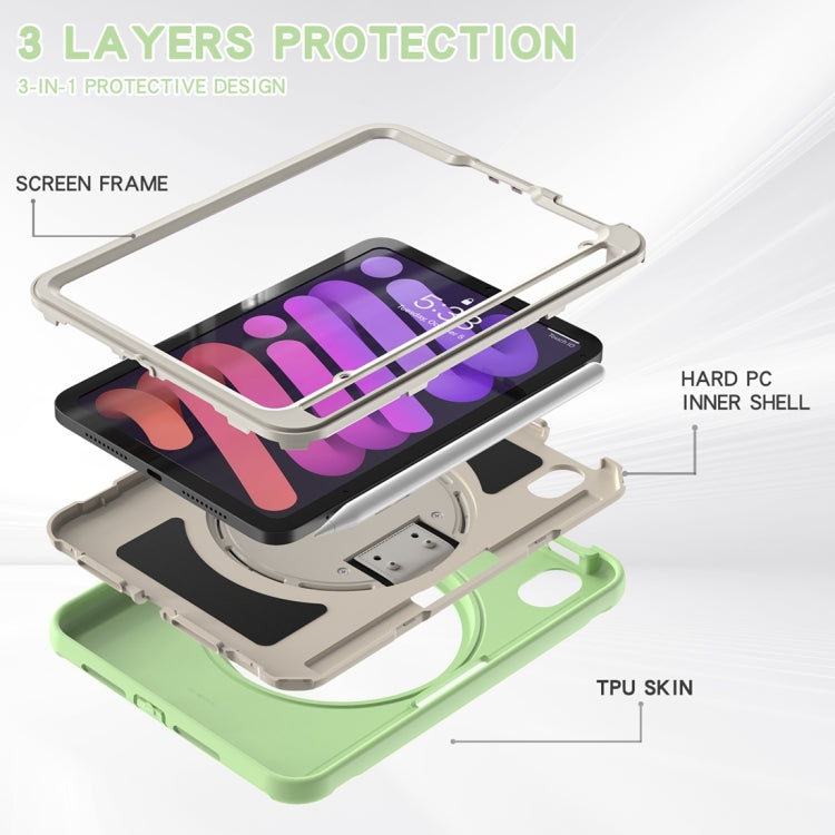 For iPad mini 6 360 Degree Rotation PC + TPU Protective Tablet Case with Holder & Hand-strap(Matcha Green) - iPad mini 6 Cases by buy2fix | Online Shopping UK | buy2fix