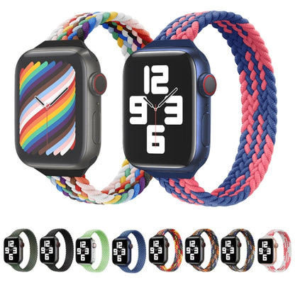 Small Waist Single Loop Nylon Braid Watch Band For Apple Watch Ultra 49mm&Watch Ultra 2 49mm / Series 9&8&7 45mm / SE 3&SE 2&6&SE&5&4 44mm / 3&2&1 42mm, Size:L 165mm(Z Pattern-Blue Pink) - Watch Bands by buy2fix | Online Shopping UK | buy2fix