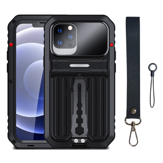 For iPhone 12 Pro Armor Shockproof Splash-proof Dust-proof Phone Case with Holder(Black) - iPhone 12 / 12 Pro Cases by buy2fix | Online Shopping UK | buy2fix