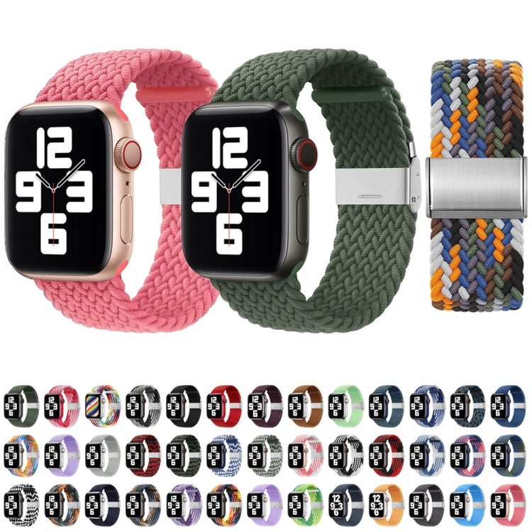 Nylon Braid One Buckle Watch Band For Apple Watch Series 9&8&7 41mm / SE 3&SE 2&6&SE&5&4 40mm / 3&2&1 38mm(Z Blue Green) - Watch Bands by buy2fix | Online Shopping UK | buy2fix